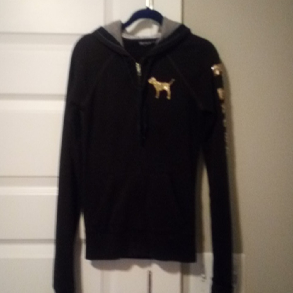Pink Victoria Secret zip PEACE hoodie